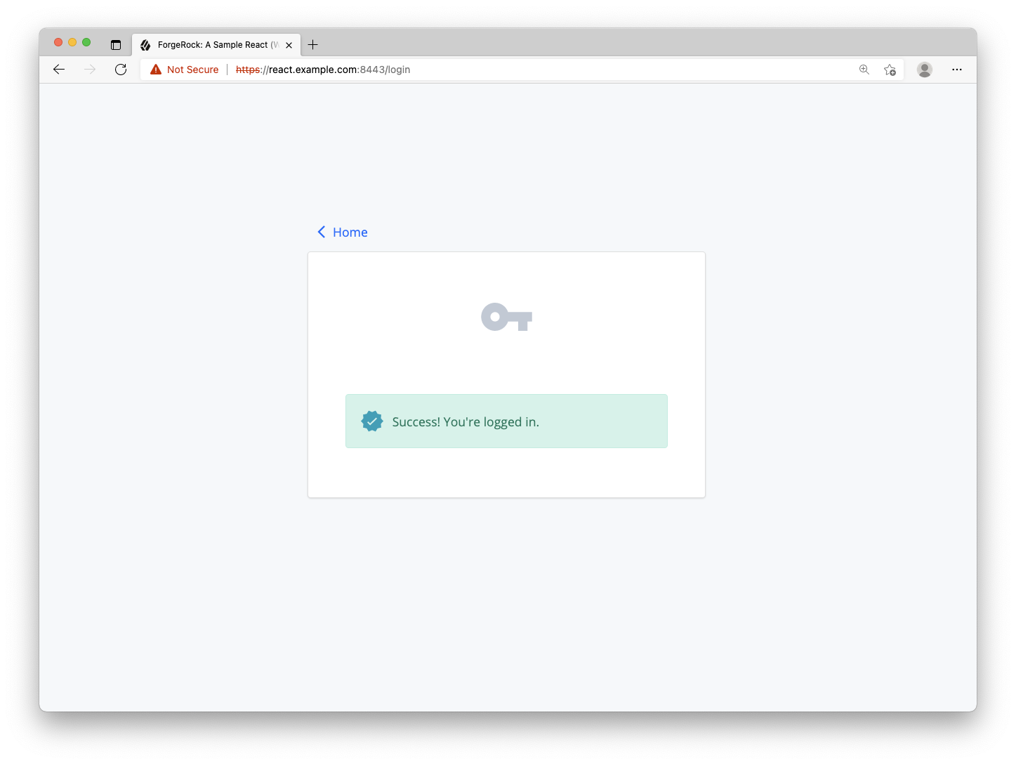 Login page with successful authentication