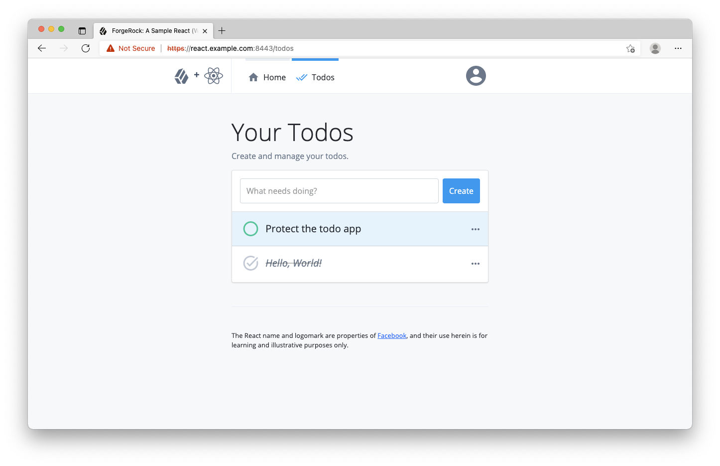 The to-do sample app